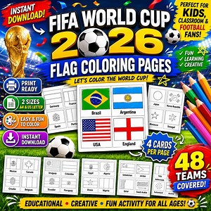 Fussball WM 2026 Ausmalbilder, 48 Fussball Fussball Fussball WM 2026 Ausmalbilder, Ausmalbilder PDF zum Ausmalen für Kinder - Etsy.de