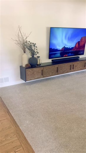 HomeDIY on Instagram: "DIY floating media console. Comment parts and I will send the list of materials I used #furniture #diyfurniture #diy #build #woodworking #homeinspiration #diyproject #mediaconsole #howto #tutorial"