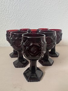 Ruby Red Glass Goblets Set of 8 Water or Wine Glasses | Vintage Avon 1876 Cape Cod Collection - Etsy