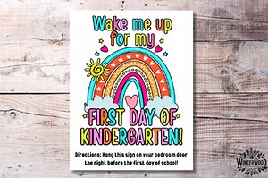 First Day of Kindergarten Wake Up Sign | Printable Back to School Door Sign