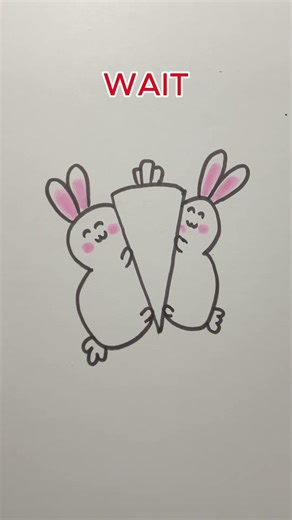 Two Cute Bunnies Holding Carrots 🐰🥕 | Easy Drawing #shorts #drawing #trending