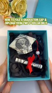 How to fold a graduation cap and diploma from two dollar bills.#giftideas #easytutorial #howto #origami #dollar #money #graduation #graduationgift #cap #diploma | Pearbee2072
