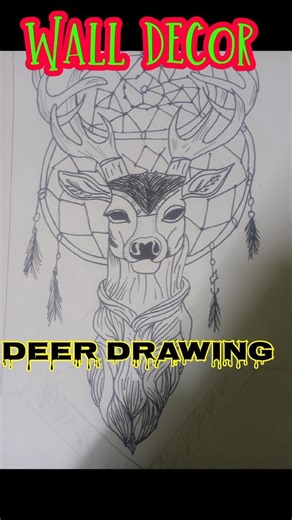 Wall decor drawing/ Wall Deer drawing tutorial/ wall decor art #wallart #colorfulwalls