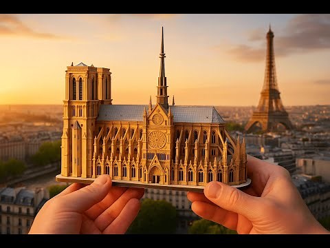 Building Paris Cathedral from ROWOOD | 3D Wooden Puzzle | Speed Build