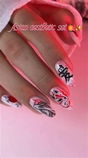 ​The Ultimate Asian Aesthetic Nail Set 🏮✨ #nailtutorial #nails #trending #nailart #viral #shorts