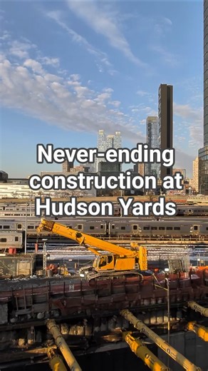 LIRR train passes alongside the Hudson Tunnel Project’s section 3 construction zone in Hudson Yards.