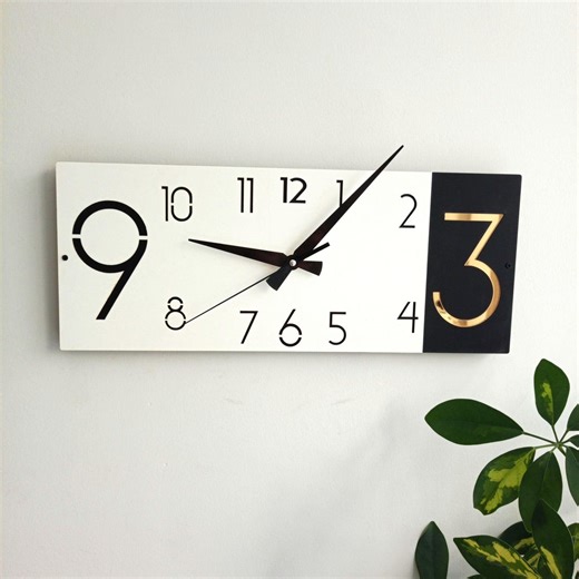 Horizontal Clock for Wall,modern Rectangular Style,wooden Decorative Clock,easy to Read,silent Nonticking - Etsy Australia
