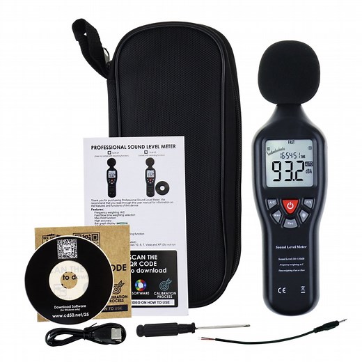 SLM-25 Sound Level Meter with Backlit Display High Accuracy Measuring 30dB~130dB with Data Logging Function Instrument Compact Professional - Gain Express