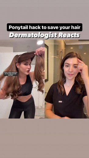 I’ve posted previously about traction alopecia (hair loss that can be triggered by too much tension / pulling on hair) and my advice is to try to limit wearing hair in styles that pulls on the hair. At the same time I do like wearing my hair in a ponytail too. It’s best to try and keep them loose, and when pulling hair back use a silk scrunchy, which is gentler on the hair. But this hack is also a good one to consider. I just wish I had hair as thick as @Alexandra Alegria Arriaga 😍 #hairhack #p