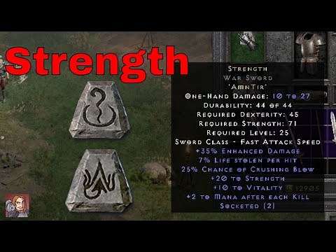 Diablo II Resurrected Rune Word - Strength (Amn Tir)