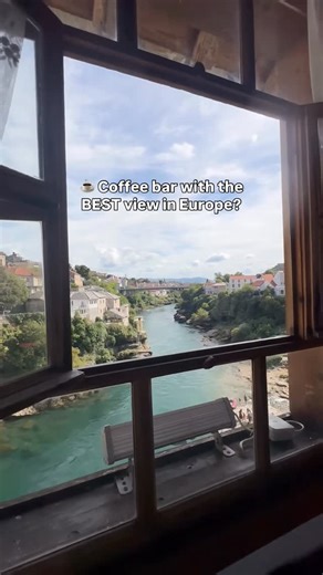 Sarajevo Experiences | Meet Bosnia and Herzegovina with us 🇧🇦 on Instagram: "📍Mostar, Bosnia and Herzegovina Enjoy this stunning view from a café right above the Neretva River! 😍 The iconic Stari Most (Old Bridge) connects the two sides of Mostar’s Old Town and has been a UNESCO World Heritage Site since 2005. Walking through the cobbled streets of Old Town, you’ll discover centuries of history, Ottoman architecture, and local culture. Mostar is just one of the highlights on our 7-day Bosnia