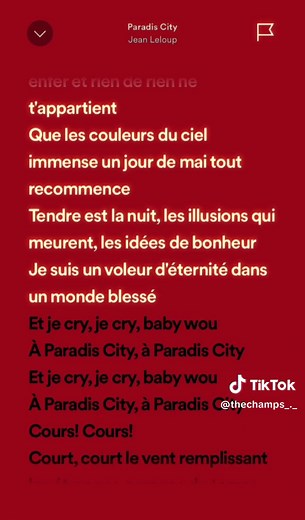 Paradis City - Jean Leloup Speed Songs with Lyrics