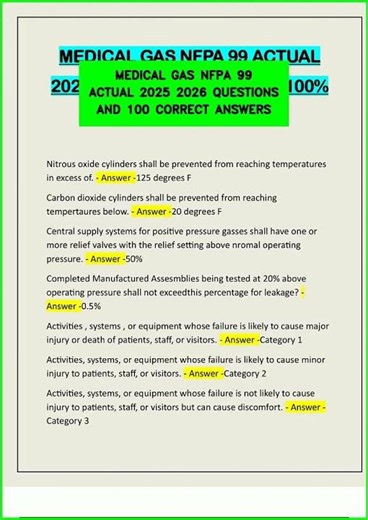 MEDICAL GAS NFPA 99 ACTUAL 2025 2026 QUESTIONS AND 100 CORRECT ANSWERS video