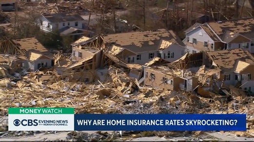 1.1K views · 12 reactions | Home insurance premiums are skyrocketing nationwide as many regions experience more extreme weather and increased property damage. The average policy rose 11% last year, adding to financial strain for Americans already grappling with inflation. | CBS Evening News | Facebook