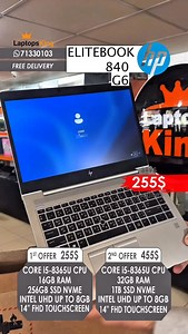 ✨ SLIM STYLE | SMART POWER✨ 💥HP ELITEBOOK 840 G6 14” LAPTOPS💥 🔥 i5 8TH GEN 14” FHD TOUCHSCREEN🔥 👉OPEN BOX WITH WARRANTY 👈 🤑🤑 STARTING 255$ 🤑🤑 🟩OFFER 1 —> 255$ 💢 CORE i5- 8365U CPU 💢16GB RAM 💢256GB SSD NVME 💢14” FHD TOUCHSCREEN 💢RES. 1920x1080 💢INTEL UHD UP TO 8GB 💢BACKLIT KEYBOARD 💢SLIM METAL DESIGN 💢WINDOWS 11 💢WITH FREE BAG & MOUSE 🟩OFFER 2 —> 455$ 💢CORE i5- 8365U CPU 💢32GB RAM 💢1TB SSD NVME 💢14” FHD TOUCHSCREEN 💢RES. 1920x1080 💢INTEL UHD UP TO 8GB 💢BACKLIT KEYBOAR