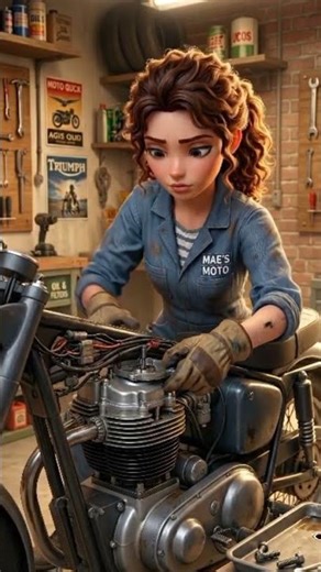 Girl Fixing a Bike in Her Repair Shop | Amazing 3D Cartoon ASMR