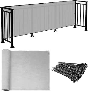E&K Sunrise 2.5' x 50' Balcony Privacy Fence Screen Cover with Zip Ties Outdoor Screen Fence UV Protection for Deck Patio Backyard Apartment Pool Porch (Gray)