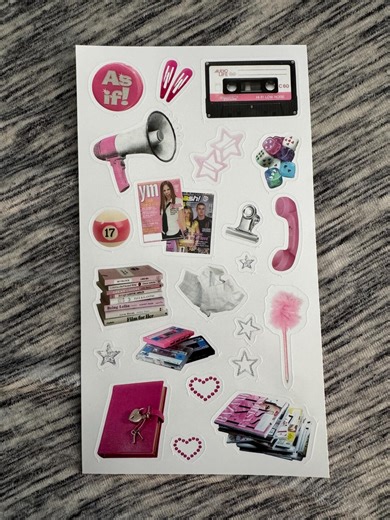 Y2k Pink Junk Journal Sticker Sheet 4x6 - Etsy