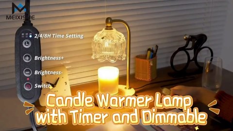 MEIXISUE Black Candle Warmer Lamp with Timer and Dimmer,Flameless Wax Melt Warmer for Jar Candles with 2 Bulbs,House Warming Gifts,Mother's Day/Birthday/Christmas Gifts for Mom/Wife,Home Decor