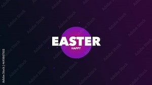 A simple and modern Easter design with the words Happy Easter written in a modern font in the center, outlined in purple, against a dark purple gradient fading into black