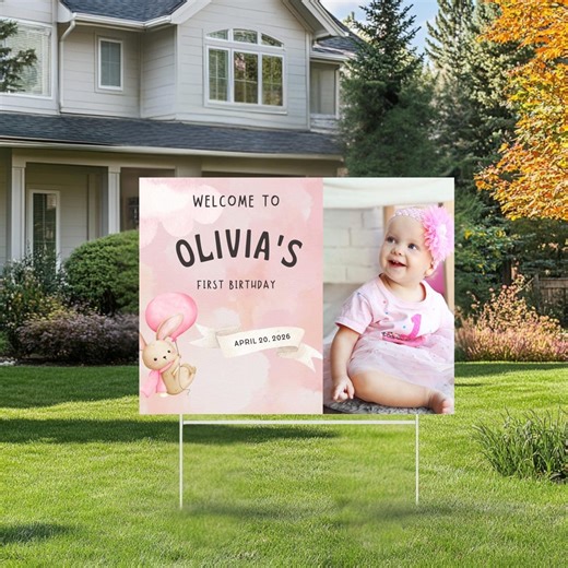 Personalized Birthday Yard Sign With Photo - Stake Included 18"x24", Custom Kids Birthday Party Outdoor Welcome Sign, Birthday Lawn Sign - Etsy