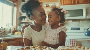 Mother-daughter duo preparing meal in cozy kitchen setting Stock Video