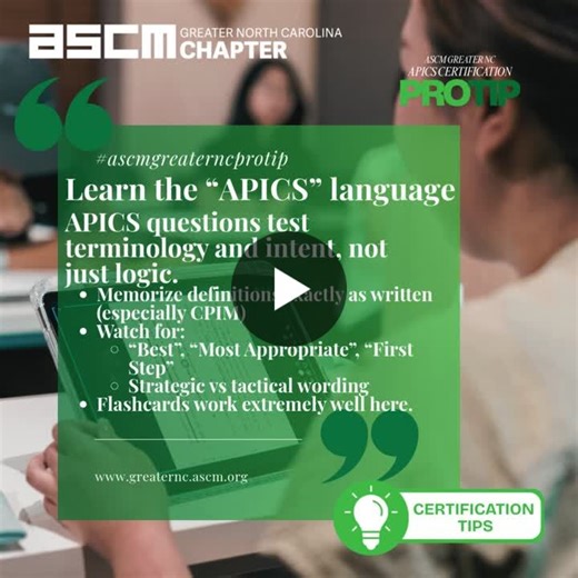 #apics #ascm #ascmgreaternc #cpim #cscp #cltd #ctsc #supplychaincareers #professionaldevelopment | ASCM Greater NC Chapter
