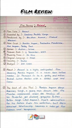 Animal film review writing | Movie review writing in english #shorts #shortsfeed #moviereview