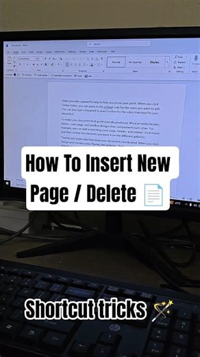 MS Word Shortcut: Page Insert & Delete in Seconds 🔥 | No Mouse Trick 😳 #wordtricks #msoffice #word