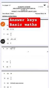 basic maths answer key 2025-26 morning shift class 10th / class 10 basic maths paper solution 2025