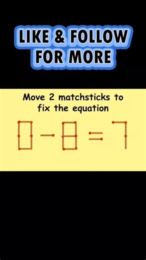 ManthuGayuKartu on Instagram: "Move 2 Sticks to make equation correct #brainteaser #matchstickpuzzle #logicpuzzle #viral #funchallenge"