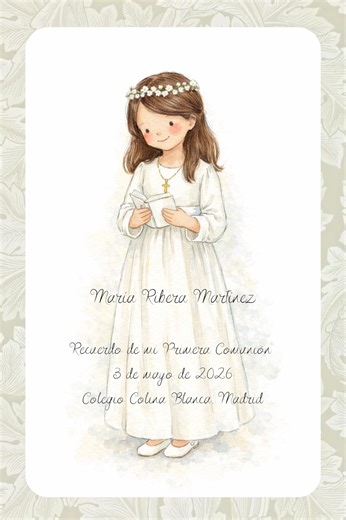 Personalized First Communion Keepsake Card for Boys and Girls "LUCÍA"