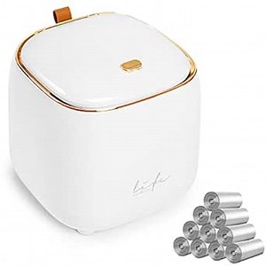 Mini Countertop Trash Can with 12 Rolls of Trash Bags, Desktop Mini Trash Can with Press Type Lid, 0.5 Gallon Odorless Tiny Trash Can for Desk, Convenient and Attractive Design for Home offices