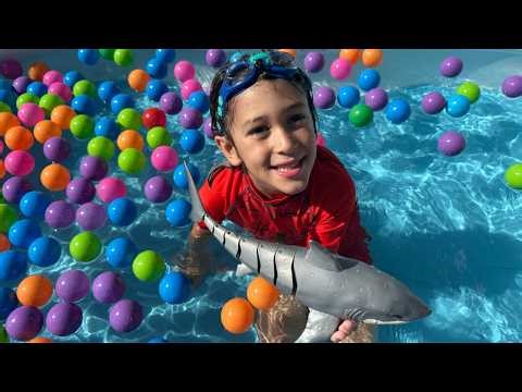 Inflatable Kids Pool Full of Colorful Balls | Fun Toy Hunt & Diving Adventure