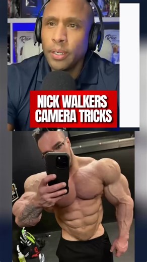 Is Nick Walker using camera angles to make his waist look smaller? 🤔 I think he is on this one. The camera is tilted forward, which makes the lower body look smaller in the shot. Add in goon lighting and dark lighting around the midsection and bright light on the chest and shoulders, and suddenly the waist appears tighter. Nick is a master of lighting and angles, no doubt about that. Do I actually think his waist has gotten smaller? Not really. There hasn’t been enough time between the Olympia 