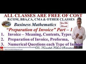 PREPARATION OF INVOICE PART - 1, B.COM/BBA/CA/CMA/OTHER CLASSES