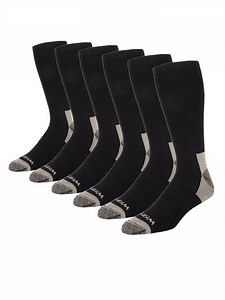 Wrangler Men's Ultimate Comfort Crew Socks, Work Socks for Men, Black, 6 Pack