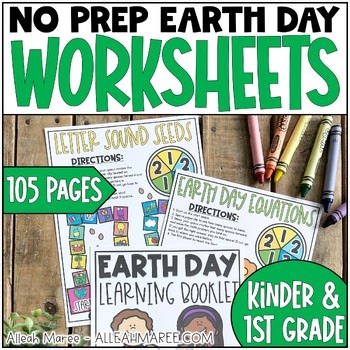 Earth Day April Kindergarten First Grade NO PREP Activities Worksheets Centers