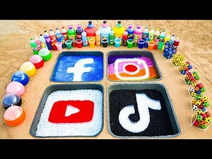 How to Make YouTube, TikTok, Facebook & Instagram Logos Using Orbeez, Coca Cola vs Mentos and Sodas