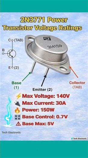 2N3771 Transistor Ratings |#shorts#shortsfeed #electrician #voltageregulator #electrical