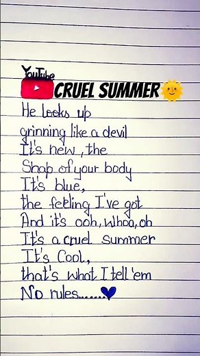 taylor swift cruel summer lyrics #lyricsshorts #shortvideo #newviralshorts