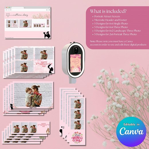 Mothers Day Photo Booth Templates – 6x4 Single, 6x4 Triple Photo, 2x6 Strip Landscape, 6x2 Strip Portrait   Portrait Attract Screen & More - Etsy