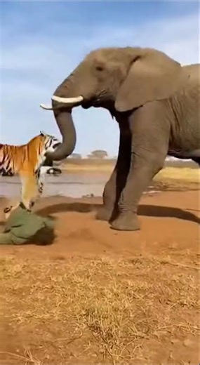 Elephant Saves Man From a Tiger 🐘