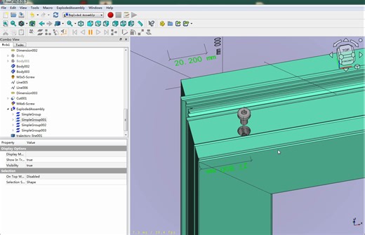 FreeCad exploded 爆炸动画 门窗安装