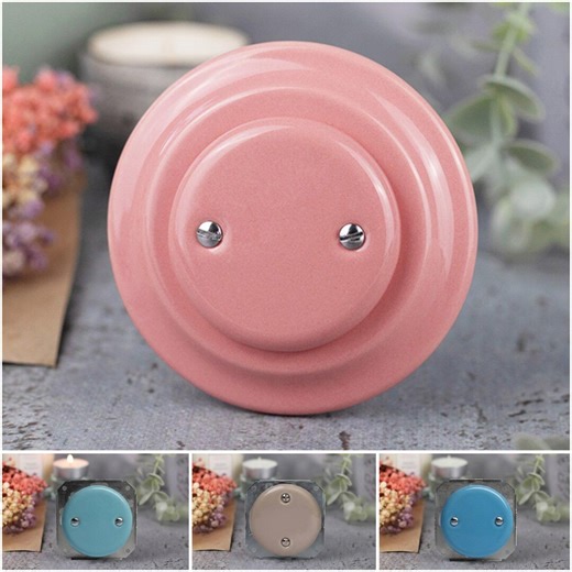 Pastel Ceramic Blanking Plate, Porcelain Blank Cover, Vintage EU Ø60 Flush Mount, Blindabdeckung, Mint Blue Salmon Olive - Etsy