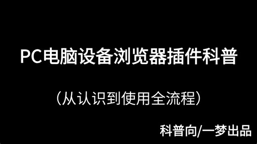 PC电脑设备浏览器插件科普（从认识到使用全流程）