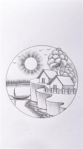 🏔️ Amazing Mountain Landscape Drawing ✏️ #pencilsketch #shorts