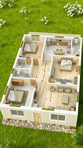 🌿 A simple and cozy 3-bedroom house layout featuring a well-defined living area at the center, separate sleeping zones for privacy, a functional kitchen and dining space, and natural wood finishes that create a warm, homey feel—ideal for small families who value comfort and smart space planning. 💚 #DreamHouse #SmallHome #3Bedrooms #FloorPlan🌿 📌 For inspiration ideas only 🏡ℂ𝕣𝕖𝕕𝕚𝕥 𝕥𝕠 ℝ𝕚𝕘𝕙𝕥𝕗𝕦𝕝 𝕆𝕨𝕟𝕖𝕣📷 | Dream House