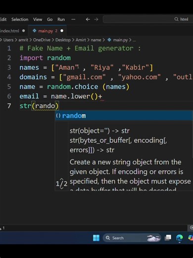 Instant Fake Email Generator in Python! #shorts #pythonautomation