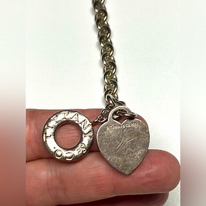 Vintage Authentic Tiffany & Co Heart Toggle Bracelet 6” .Sterling Sliver925